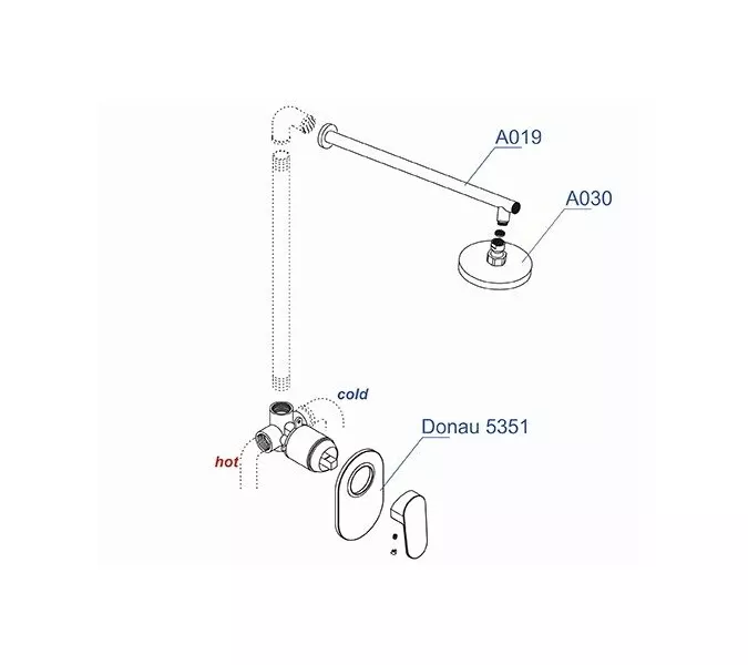 Встраиваемый комплект  WasserKRAFT A12030 для душа с верхней душевой насадкой, изображение 3