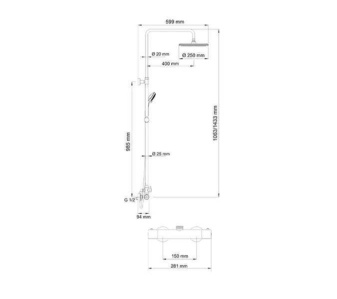 Душевая стойка с термостатом WasserKRAFT A13302, изображение 3