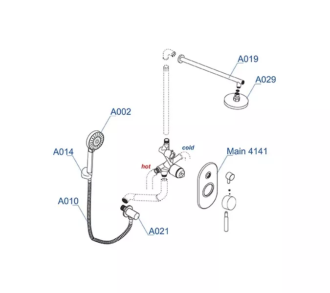 Встраиваемый комплект  WasserKRAFT A14129  для душа, изображение 3