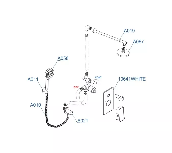 Встраиваемый комплект  WasserKRAFT A16067WHITE  для душа, изображение 3
