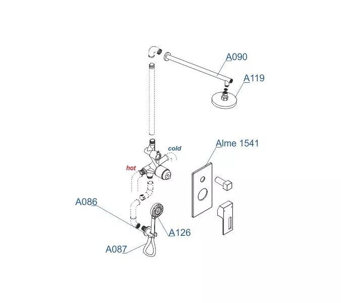 Встраиваемый комплект  WasserKRAFT A16590  для душа, изображение 3