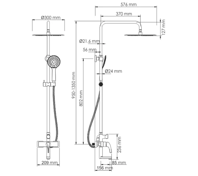 Комплект для ванны и душа WasserKRAFT Sauer A17101, изображение 2