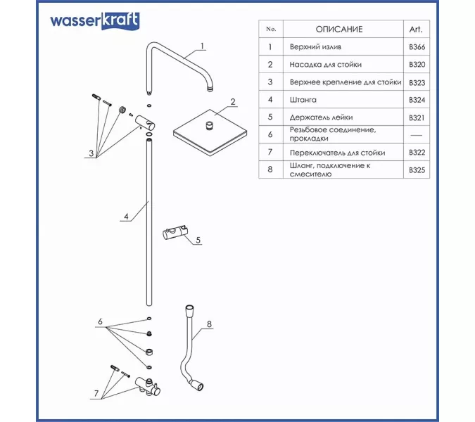 Душевой комплект WasserKRAFT Exter 1600 A040, изображение 4