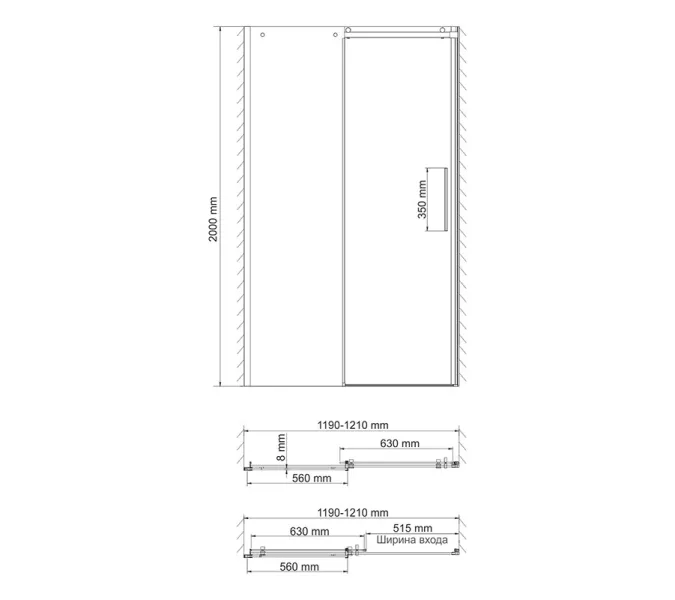 Душевая дверь WasserKRAFT Dinkel, Выбрать размер: 120, изображение 8