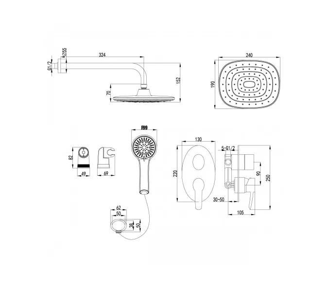 Смеситель Lemark Atlantiss LM3229C для душа, встраиваемый, изображение 2