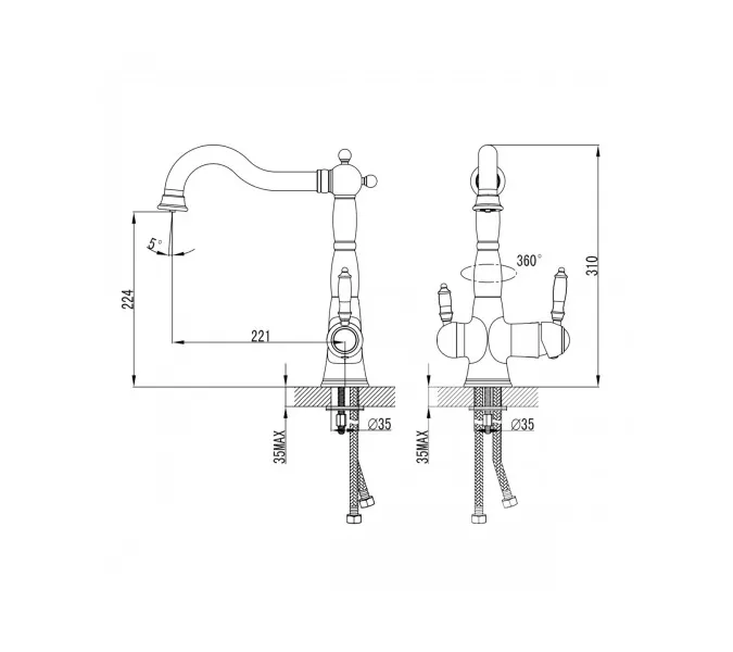 Смеситель Lemark Villa LM4858B для кухни  с подключением к фильтру с питьевой водой, изображение 3