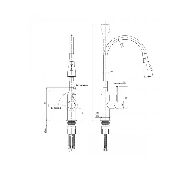 Смеситель Lemark Expert LM5082S-Gray для кухни с гибким изливом, Выбрать цвет: Серый, изображение 2