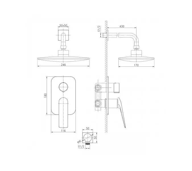 Смеситель Lemark Allegro LM5929CW для душа, встраиваемый, изображение 2