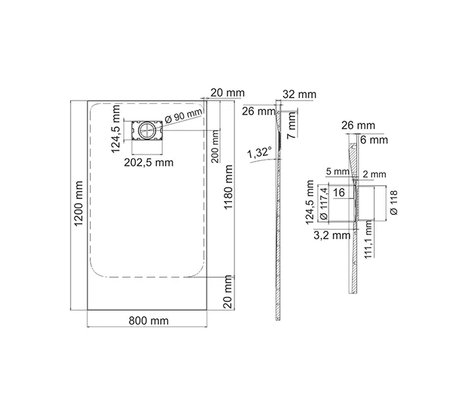 Душевой поддон прямоугольный WasserKRAFT Main 41Т, Выбрать размер: 120x80, изображение 2