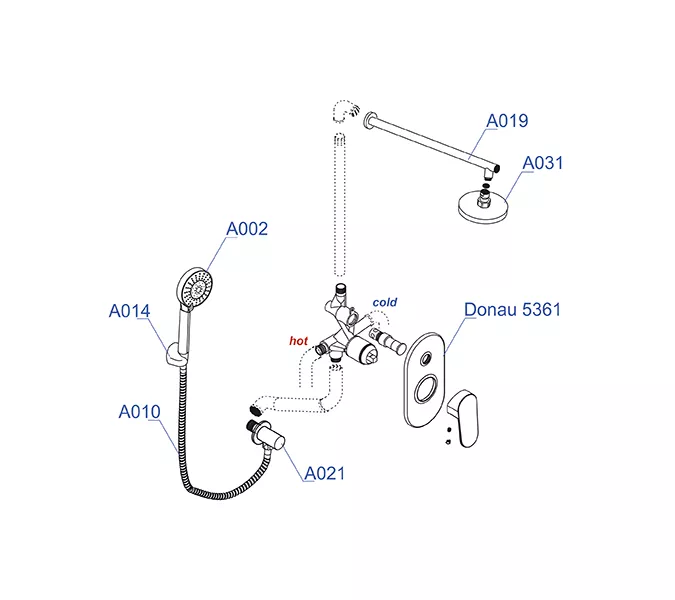 Встраиваемый комплект  WasserKRAFT A14031  для душа, изображение 3