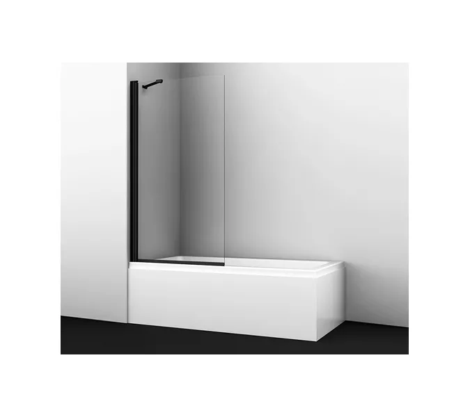 Стеклянная шторка WasserKRAFT Berkel 48P01 прозрачное/черный, Цвет стекла: прозрачное, Цвет профиля: Черный, Выбрать размер: 80, Внешний вид: с фиксатором двери, Ориентация: универсальная