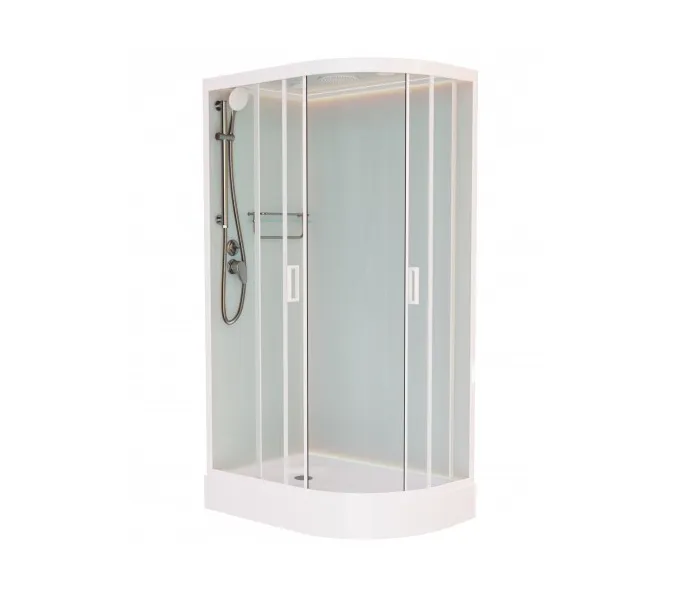 Душевая кабина Frank F411 White  L/R низкий поддон, Цвет стекла: прозрачное, Цвет профиля: Белый, Тип поддона: Низкий, Выбрать размер: 110*80, Внешний вид: с крышей, Ориентация: Левая