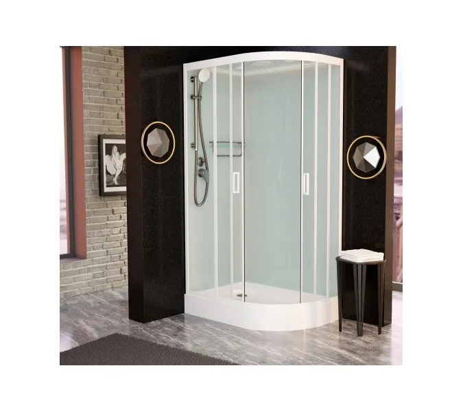 Душевая кабина Frank F418L White L/R низкий поддон, Цвет стекла: прозрачное, Цвет профиля: Белый, Тип поддона: Низкий, Выбрать размер: 100х80, Внешний вид: с крышей, Ориентация: левая, изображение 2