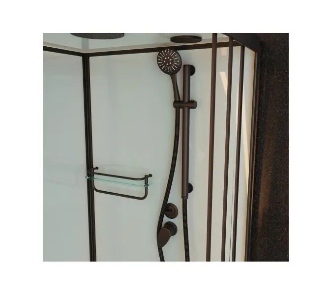 Душевая кабина Frank F412 L/R  Black  низкий поддон, Цвет стекла: прозрачное, Цвет профиля: Черный, Тип поддона: Низкий, Выбрать размер: 120х80, Внешний вид: с крышей, Ориентация: правая, изображение 3