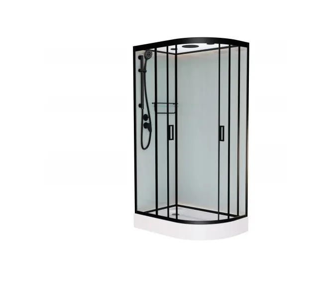 Душевая кабина Frank F418L Black L/R низкий поддон, Цвет стекла: прозрачное, Цвет профиля: Черный, Тип поддона: Низкий, Выбрать размер: 100х80, Внешний вид: с крышей, Ориентация: левая