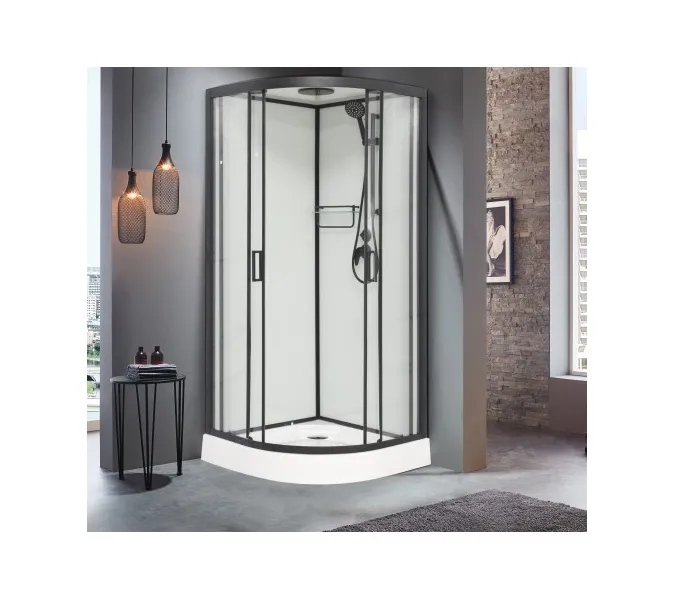 Душевая кабина Frank F410 Black  низкий поддон, Цвет стекла: прозрачное, Цвет профиля: Черный, Тип поддона: Низкий, Выбрать размер: 110х110, Внешний вид: с крышей, изображение 2