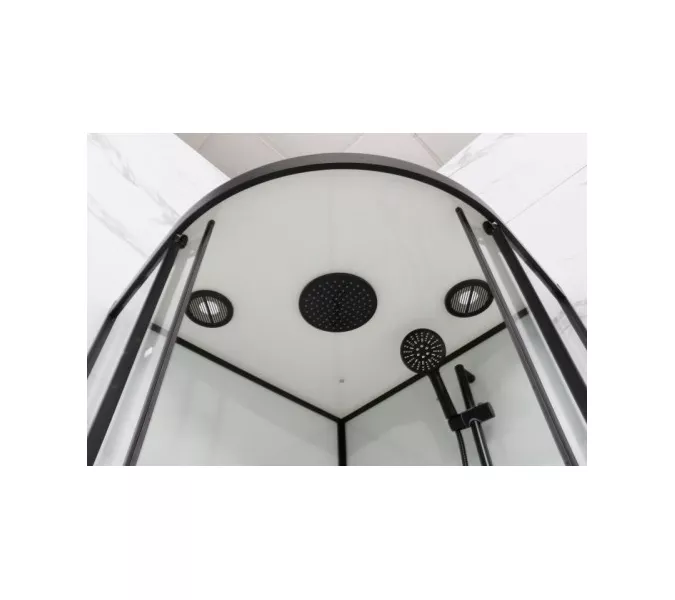 Душевая кабина Frank F400 Black низкий поддон, Цвет стекла: прозрачное, Цвет профиля: Черный, Тип поддона: Низкий, Выбрать размер: 100х100, Внешний вид: с крышей, изображение 5