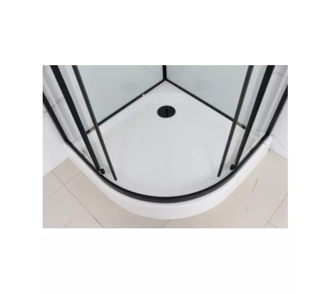 Душевая кабина Frank F400 Black низкий поддон, Цвет стекла: прозрачное, Цвет профиля: Черный, Тип поддона: Низкий, Выбрать размер: 100х100, Внешний вид: с крышей, изображение 6