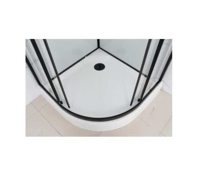 Душевая кабина Frank F410 Black  низкий поддон, Цвет стекла: прозрачное, Цвет профиля: Черный, Тип поддона: Низкий, Выбрать размер: 110х110, Внешний вид: с крышей, изображение 6