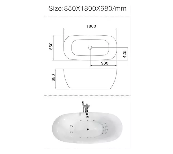 Гидромассажная ванна Frank F162 отдельностоящая 180*85, изображение 4