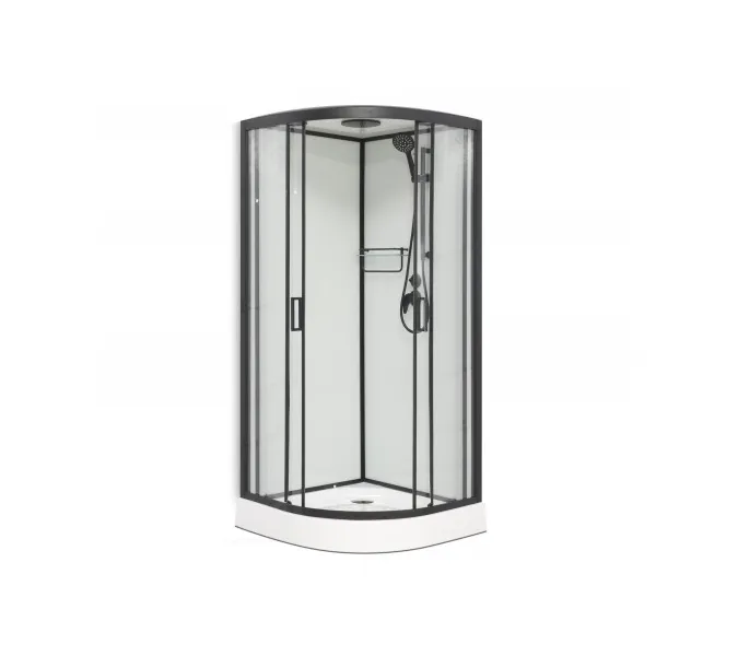 Душевая кабина Frank F409 Black  низкий поддон, Цвет стекла: прозрачное, Цвет профиля: Черный, Тип поддона: Низкий, Выбрать размер: 90х90, Внешний вид: с крышей