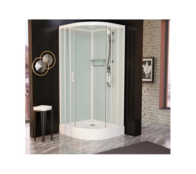 Душевая кабина Frank F420 White низкий поддон, Цвет стекла: прозрачное, Цвет профиля: Белый, Тип поддона: Низкий, Выбрать размер: 120x120, Внешний вид: с крышей, изображение 2