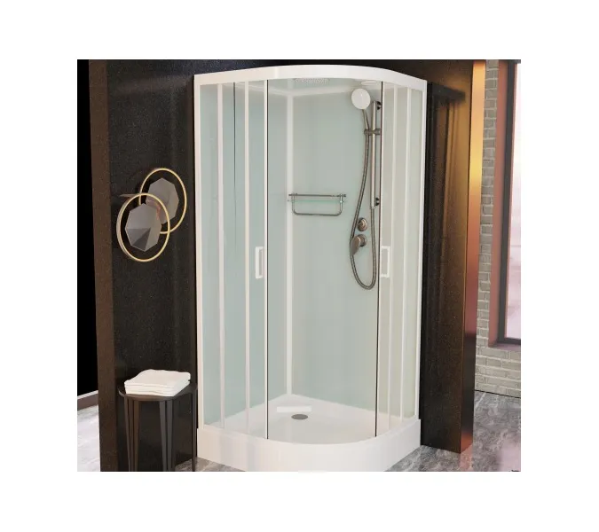 Душевая кабина Frank F400 White  низкий поддон, Цвет стекла: прозрачное, Цвет профиля: Белый, Тип поддона: Низкий, Выбрать размер: 100х100, Внешний вид: с крышей, изображение 3