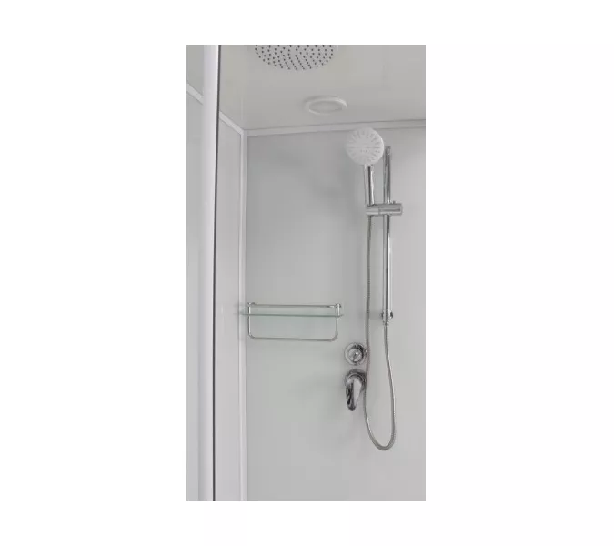 Душевая кабина Frank F408 White  низкий поддон, Цвет стекла: прозрачное, Цвет профиля: Белый, Тип поддона: Низкий, Выбрать размер: 80х80, Внешний вид: с крышей, изображение 4