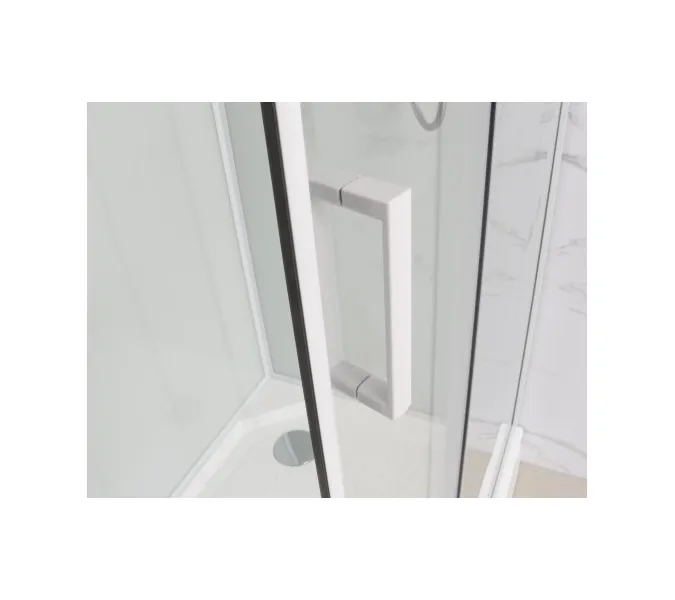 Душевая кабина Frank F420 White низкий поддон, Цвет стекла: прозрачное, Цвет профиля: Белый, Тип поддона: Низкий, Выбрать размер: 120x120, Внешний вид: с крышей, изображение 6