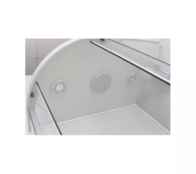 Душевая кабина Frank F408 White  низкий поддон, Цвет стекла: прозрачное, Цвет профиля: Белый, Тип поддона: Низкий, Выбрать размер: 80х80, Внешний вид: с крышей, изображение 5