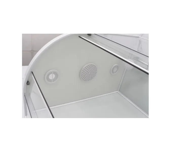 Душевая кабина Frank F412 White  L/R низкий поддон, Цвет стекла: прозрачное, Цвет профиля: Белый, Тип поддона: Низкий, Выбрать размер: 120х80, Внешний вид: с крышей, Ориентация: левая, изображение 3