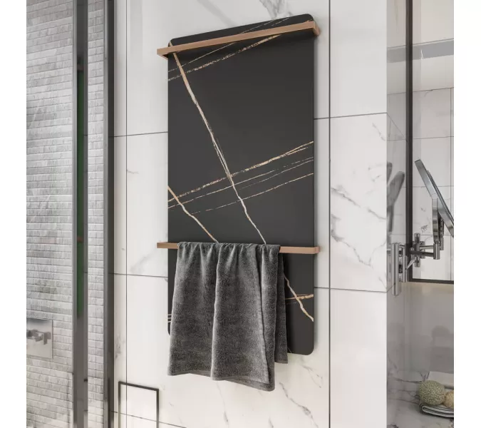 Полотенцесушитель электрический Black&White N-389ND, Выбрать цвет: Черный/золото