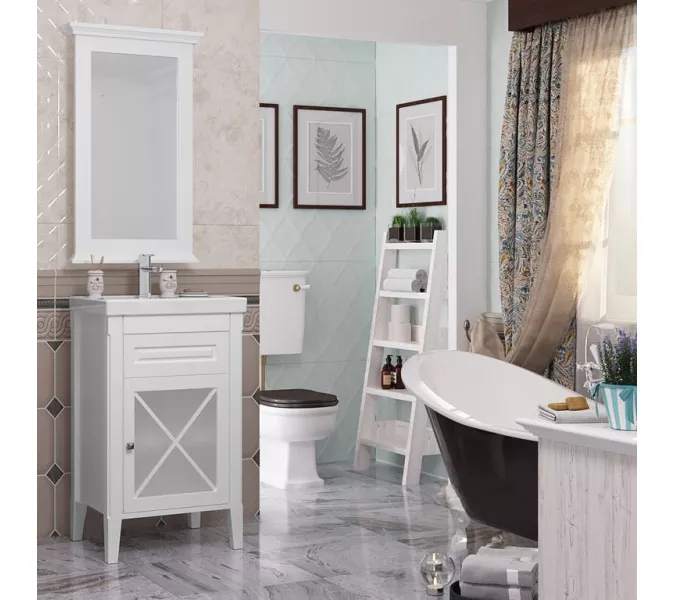 Тумба с раковиной OPADIRIS Палермо белая матовая, Выбрать цвет: Белый, Выбрать размер: 50, изображение 3