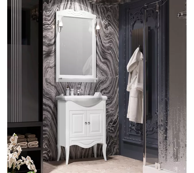 Тумба с раковиной для ванной комнаты OPADIRIS Брунелла- 65 Белый матовый, Выбрать размер: 65, Выбрать цвет: Белый, изображение 2