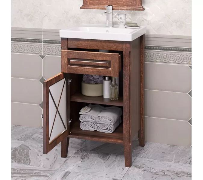 Тумба с раковиной OPADIRIS Палермо  светлый орех, Выбрать цвет: Светлый орех, Выбрать размер: 50, изображение 4