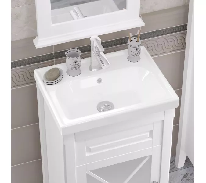 Тумба с раковиной OPADIRIS Палермо белая матовая, Выбрать цвет: Белый, Выбрать размер: 50, изображение 4