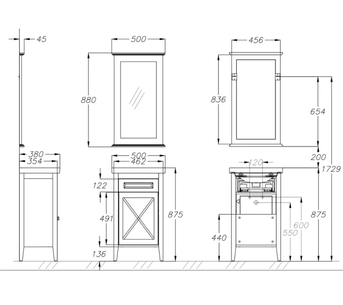 Тумба с раковиной OPADIRIS Палермо белая матовая, Выбрать цвет: Белый, Выбрать размер: 50, изображение 8