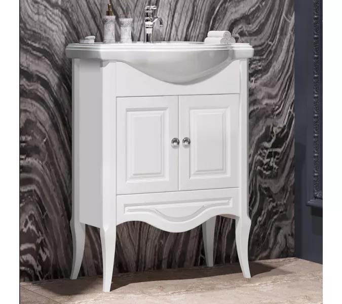 Тумба с раковиной для ванной комнаты OPADIRIS Брунелла- 65 Белый матовый, Выбрать размер: 65, Выбрать цвет: Белый, изображение 3