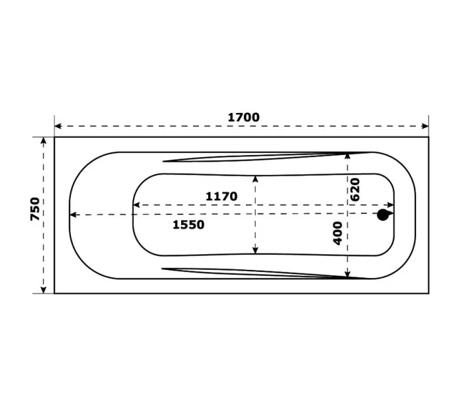 Ванна акриловая  BAS  ТОЛЕДО  170*75, изображение 3