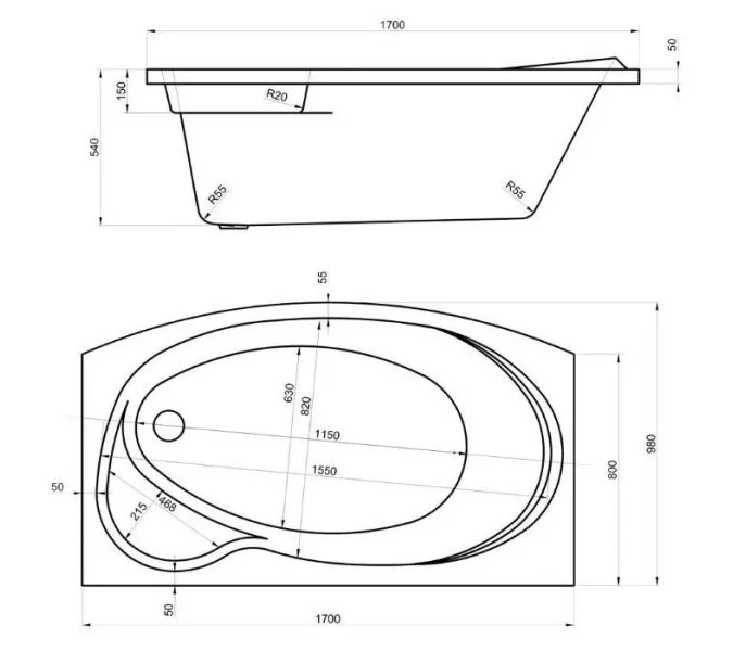 Ванна акриловая  BAS  ЛИБЕРА 170*80, изображение 3
