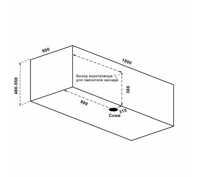 Ванна акриловая  BAS  НЬЮЛАВ 180*90, изображение 3