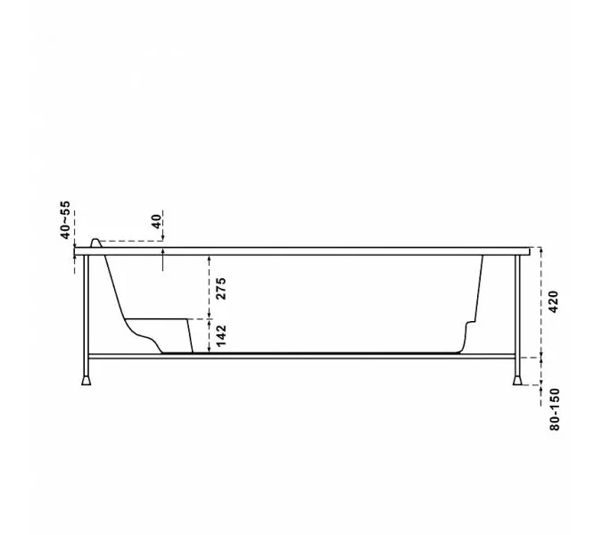 Ванна акриловая  BAS  МАРТИНИКА  160*84 L/R, Ориентация: правая, изображение 6