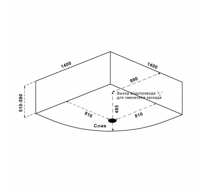 Ванна акриловая  BAS  ИМЕЙДЖЕН 140*140, изображение 3