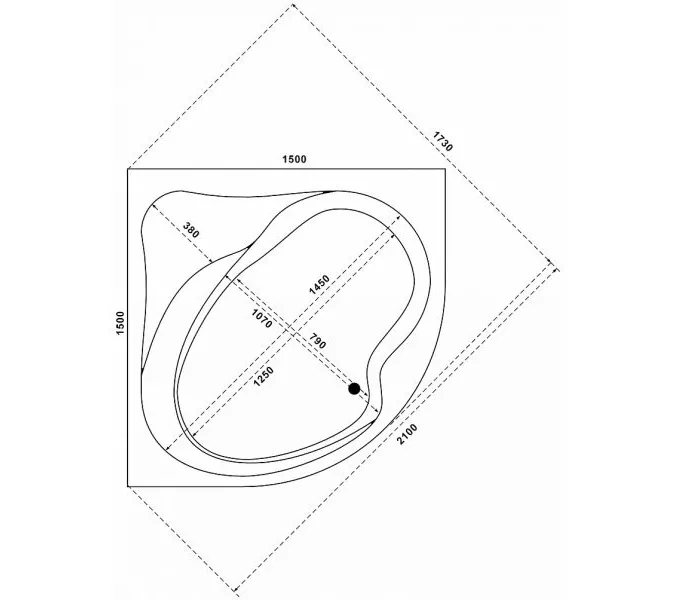 Ванна акриловая  BAS  АУРА 150*150, изображение 3