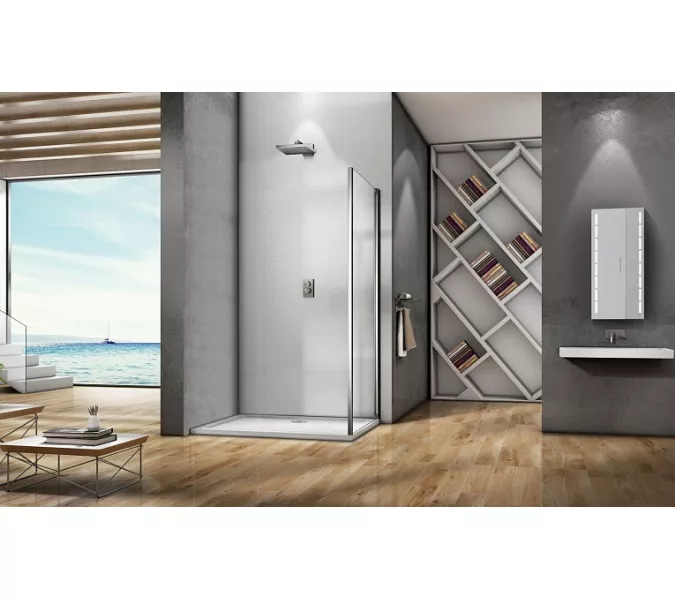 Боковая часть Good Door  LIRA SP, Цвет стекла: прозрачное, Цвет профиля: Хром, Выбрать размер: 80, изображение 2