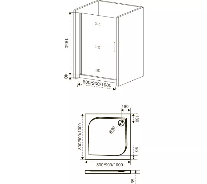 Душевая дверь распашная Good Door FANTASY DR, Выбрать размер: 80, Цвет стекла: прозрачное, изображение 3