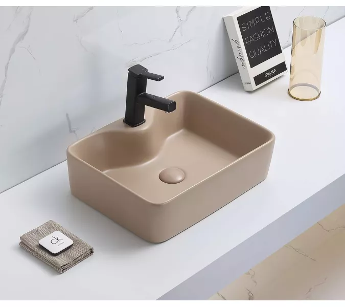 Раковина для ванной накладная прямоугольная CeramaLux 7291, Выбрать цвет: Капучино