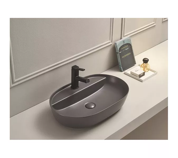 Раковина для ванной накладная овальная CeramaLux 78325XMDH, Выбрать размер: 60