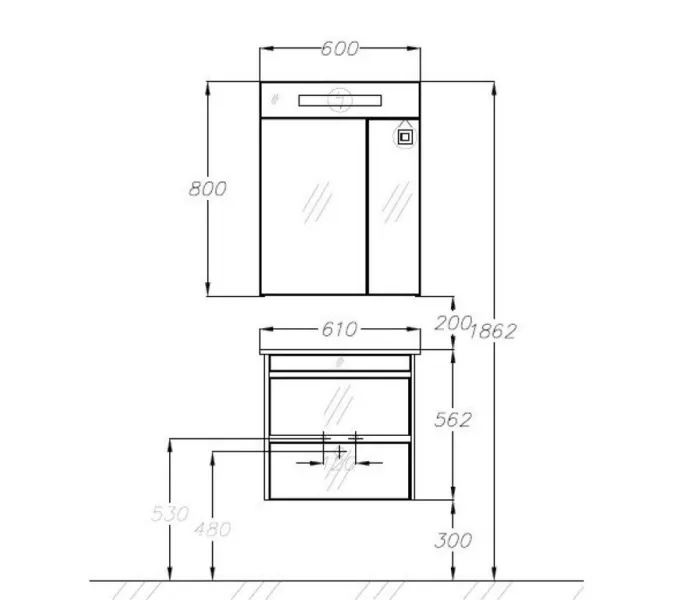 Тумба с раковиной  OPADIRIS Фреш, белый/белое стекло, Выбрать размер: 60, изображение 7