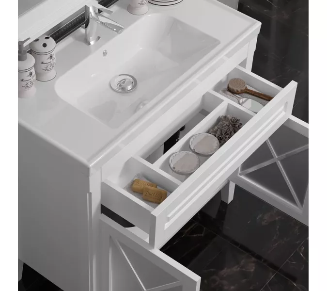 Тумба с раковиной OPADIRIS Палермо белая матовая, Выбрать цвет: Белый, Выбрать размер: 90, изображение 5